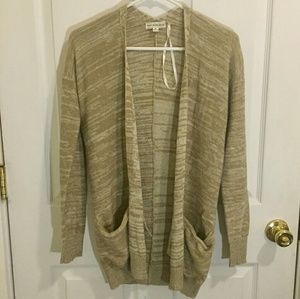 LIKE NEW* 100% Cotton Marled Tan/Cream Open Front